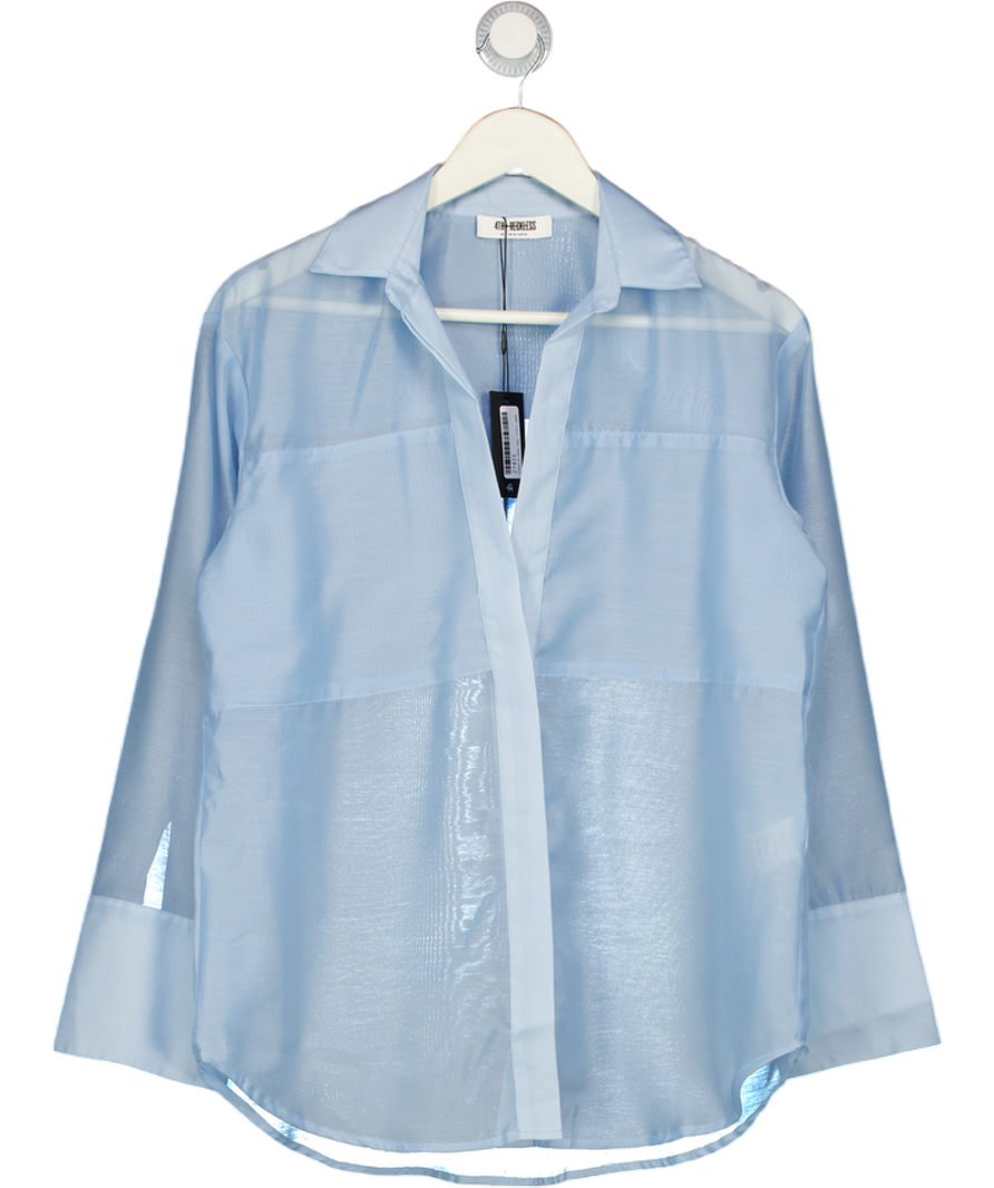 4TH & RECKLESS Blue Semi Sheer Longline Beach Shirt UK 8