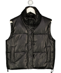 ZARA Black Quilted Faux Leather Gilet UK M