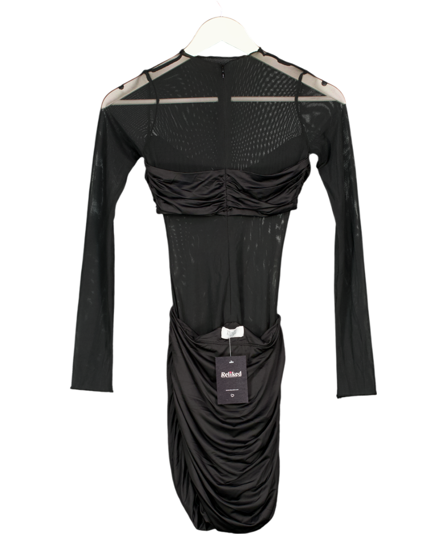 Oh Polly Black Sheer Panelled Long Sleeve Mini Dress UK 8