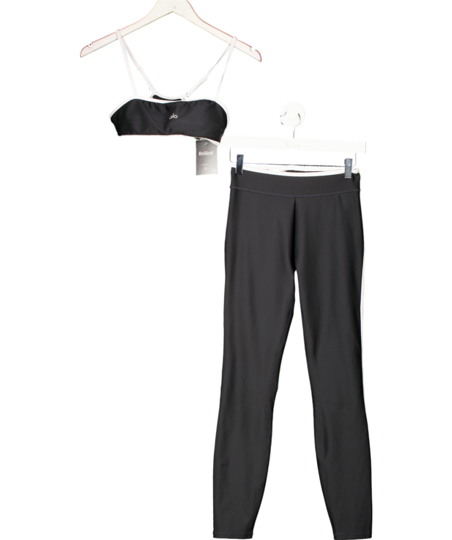 alo yoga Black Contrast Leggings (m) And Sports Bra (s) Set UK S