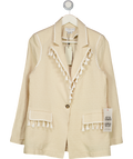 NEVER FULLY DRESSED Beige Linen Look Tassel Trim Blazer UK 10