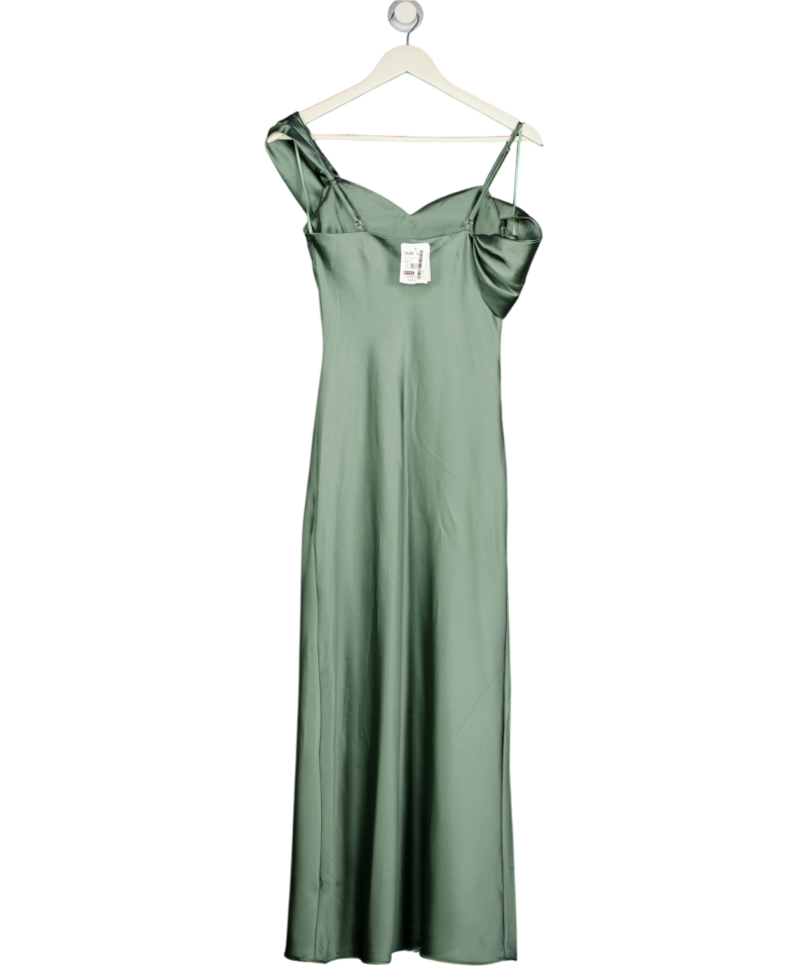 QUIZ Green Satin Cowl Meck Maxi Slip Dress UK 6