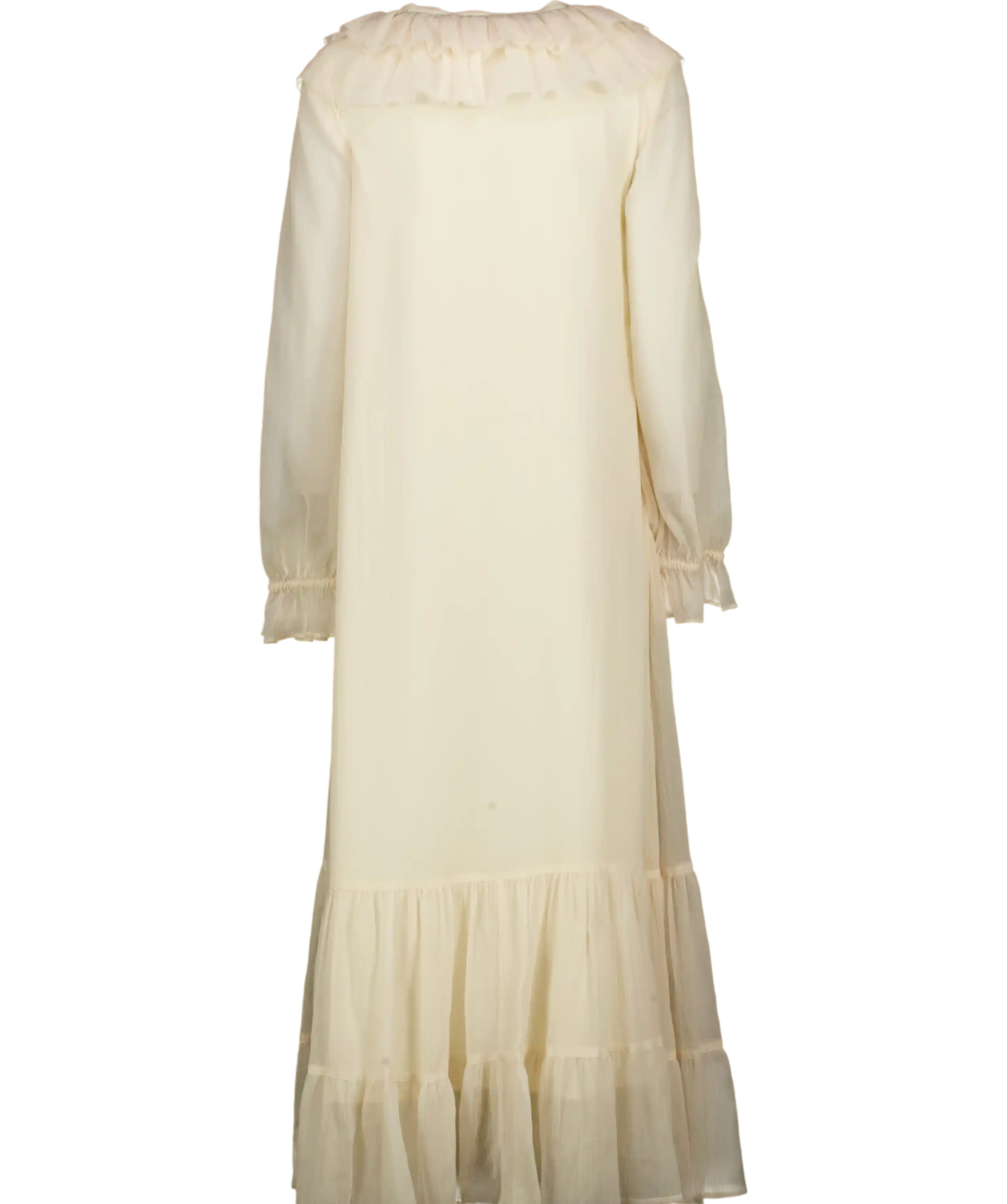TOPSHOP Cream Frill Chiffon Long Sleeve Maxi Dress UK 14