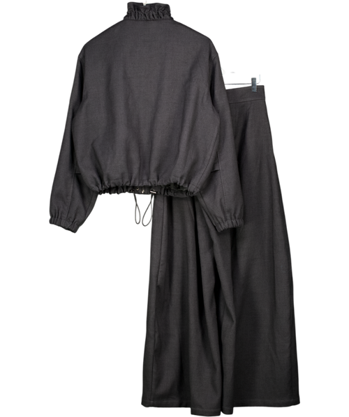 ASOS 2-piece Grey Frill Neck Bomber Jacket And Wide Leg Trouser Set UK 6