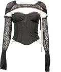 Mistress Rocks Black Satin And Lace Corset Top UK XS