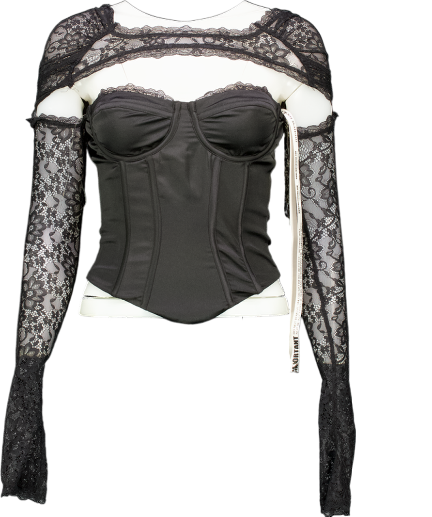 Mistress Rocks Black Satin And Lace Corset Top UK XS