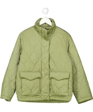 & Other Stories Khaki Green Relaxed Wave Quilted Jacket UK XS