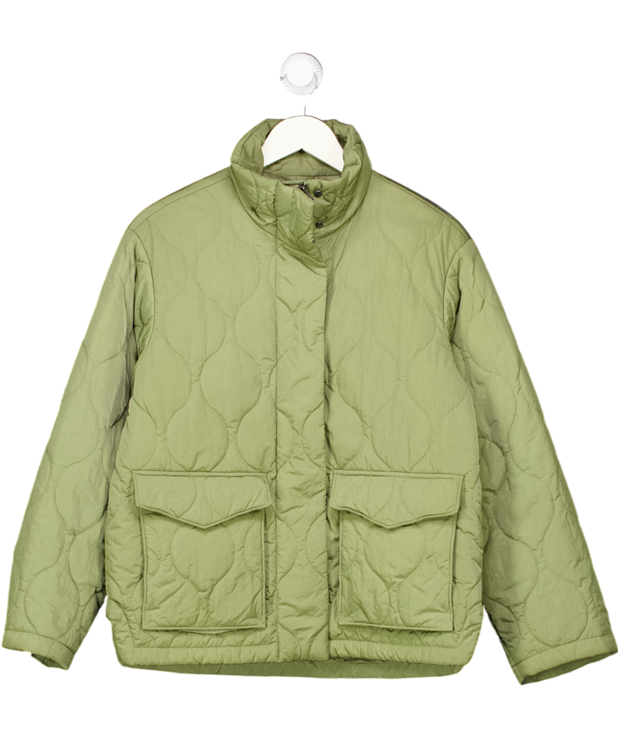 & Other Stories Khaki Green Relaxed Wave Quilted Jacket UK XS