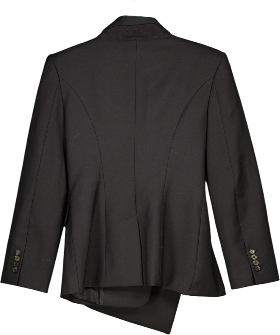 Alexander McQueen Black Wool & Mohair Asymmetric Blazer Jacket It42 UK 10