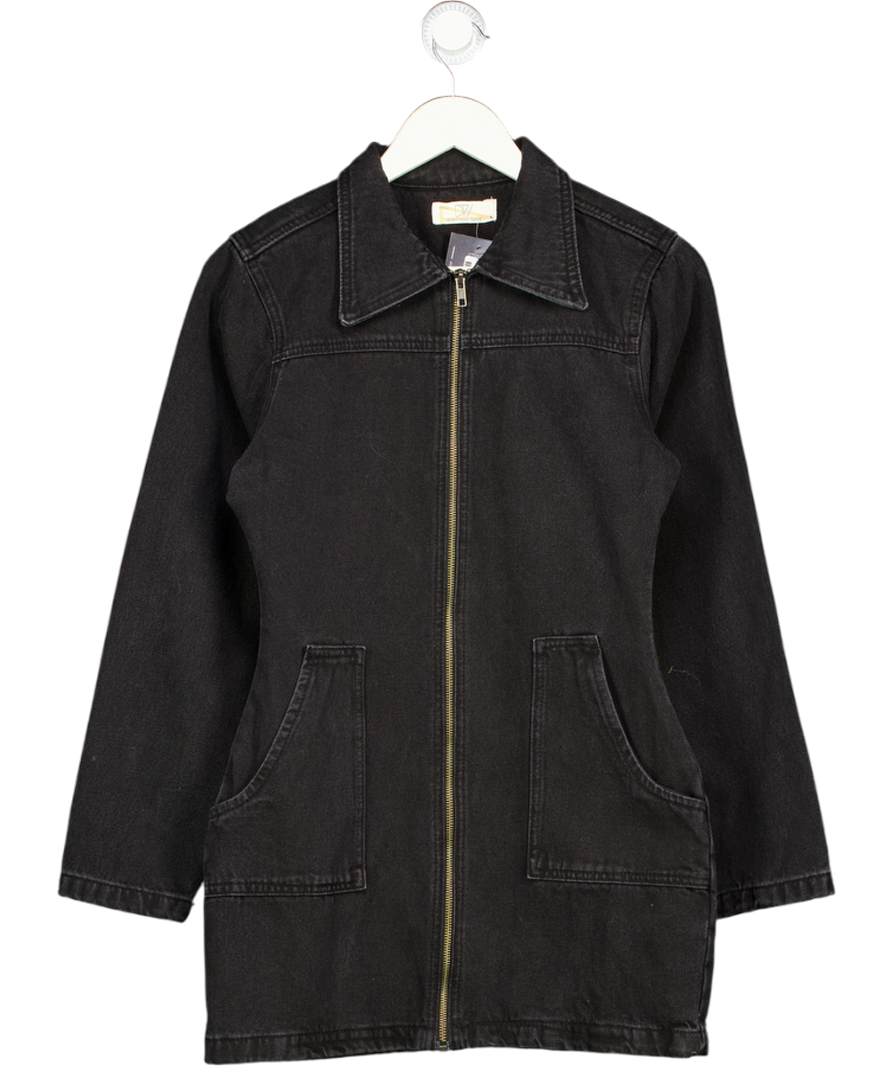 DTT DONT THINK TWICE Black Denim Zip Through Mini Dress UK 10