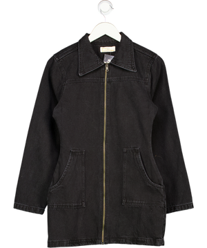 DTT DONT THINK TWICE Black Denim Zip Through Mini Dress UK 10