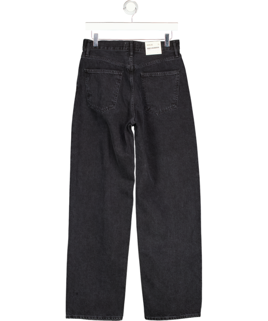 AGOLDE Black Wash High Waist Pleated Baggy Mid Rise Jeans W26