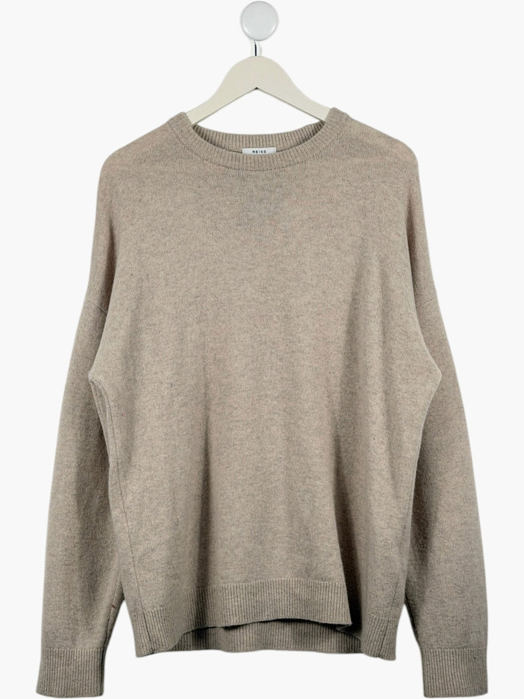 REISS Beige Parks Merino Wool Sweater UK S