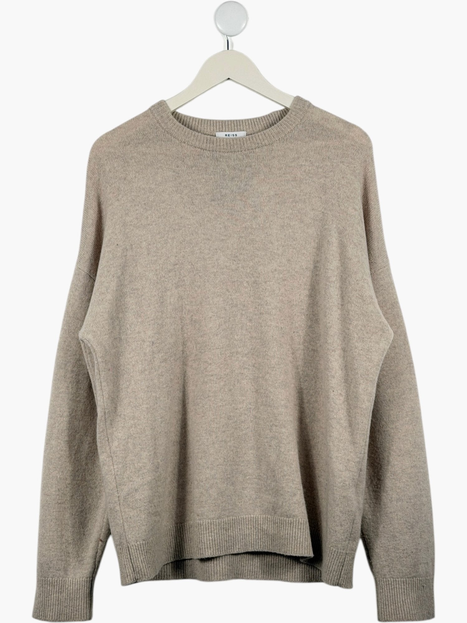 REISS Beige Parks Merino Wool Sweater UK S