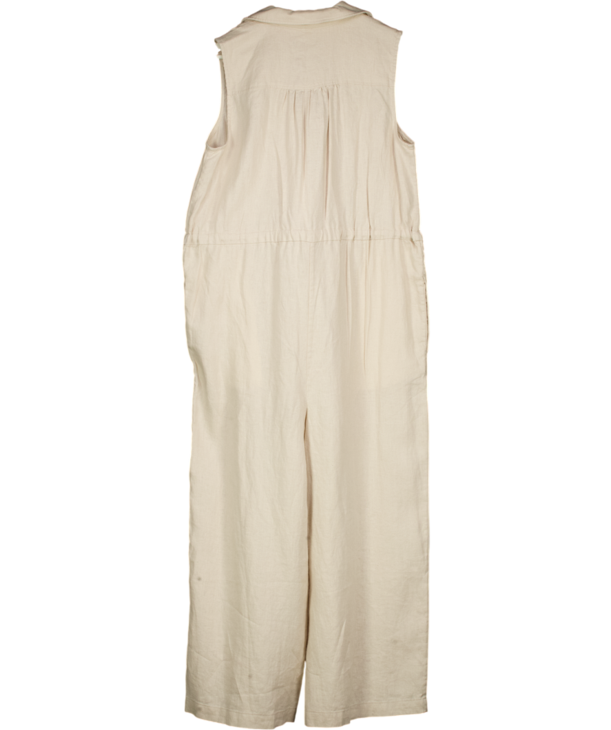 Whistles Beige Bella Linen Wrap Jumpsuit UK 14