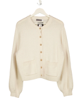 MINT VELVET Cream Alpaca Blend Cardigan With Gold Buttons UK XL