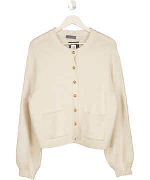 MINT VELVET Cream Alpaca Blend Cardigan With Gold Buttons UK XL