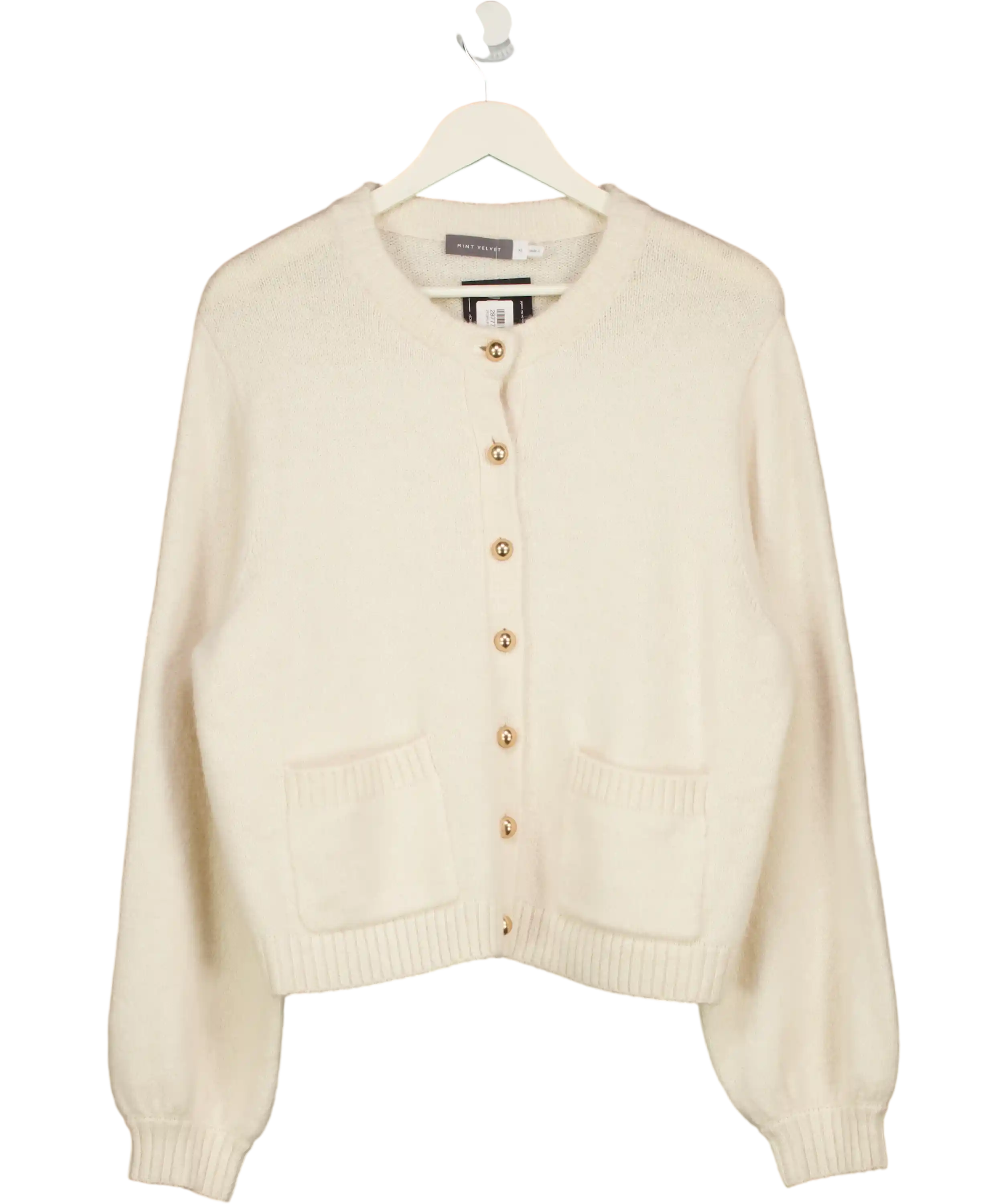 MINT VELVET Cream Alpaca Blend Cardigan With Gold Buttons UK XL