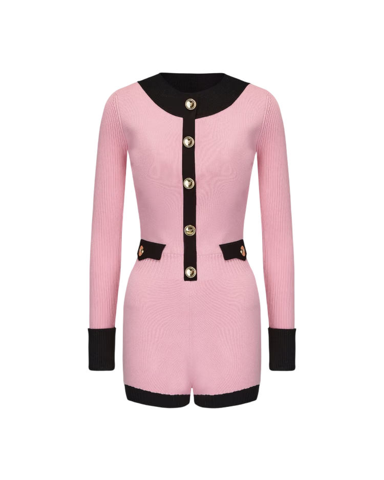 NANA JACQUELINE Pink / Black Matilda Romper UK S