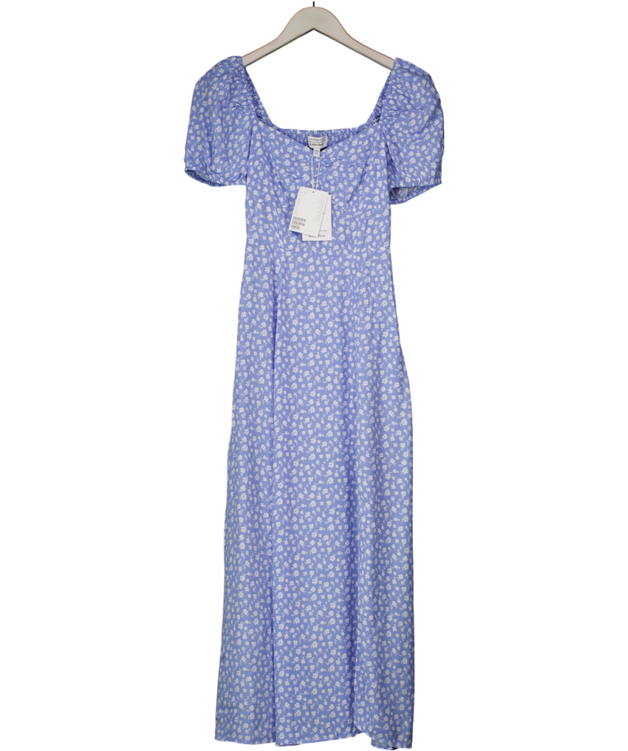 & Other Stories Blue Flowy Puff Sleeve Midi Dressblue Ditsy Floral UK 6