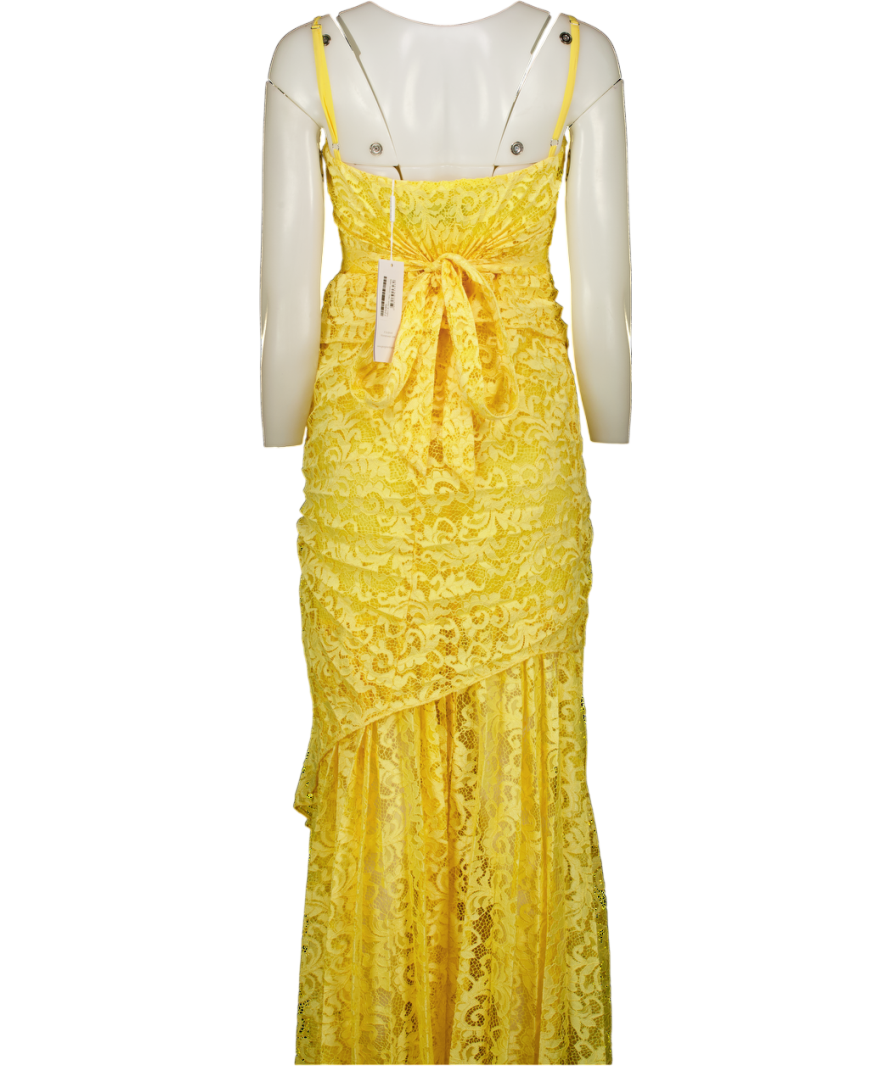 GEORGIA HARDINGE Lemon Yellow Lace Riviera Dress Floor Length UK 8