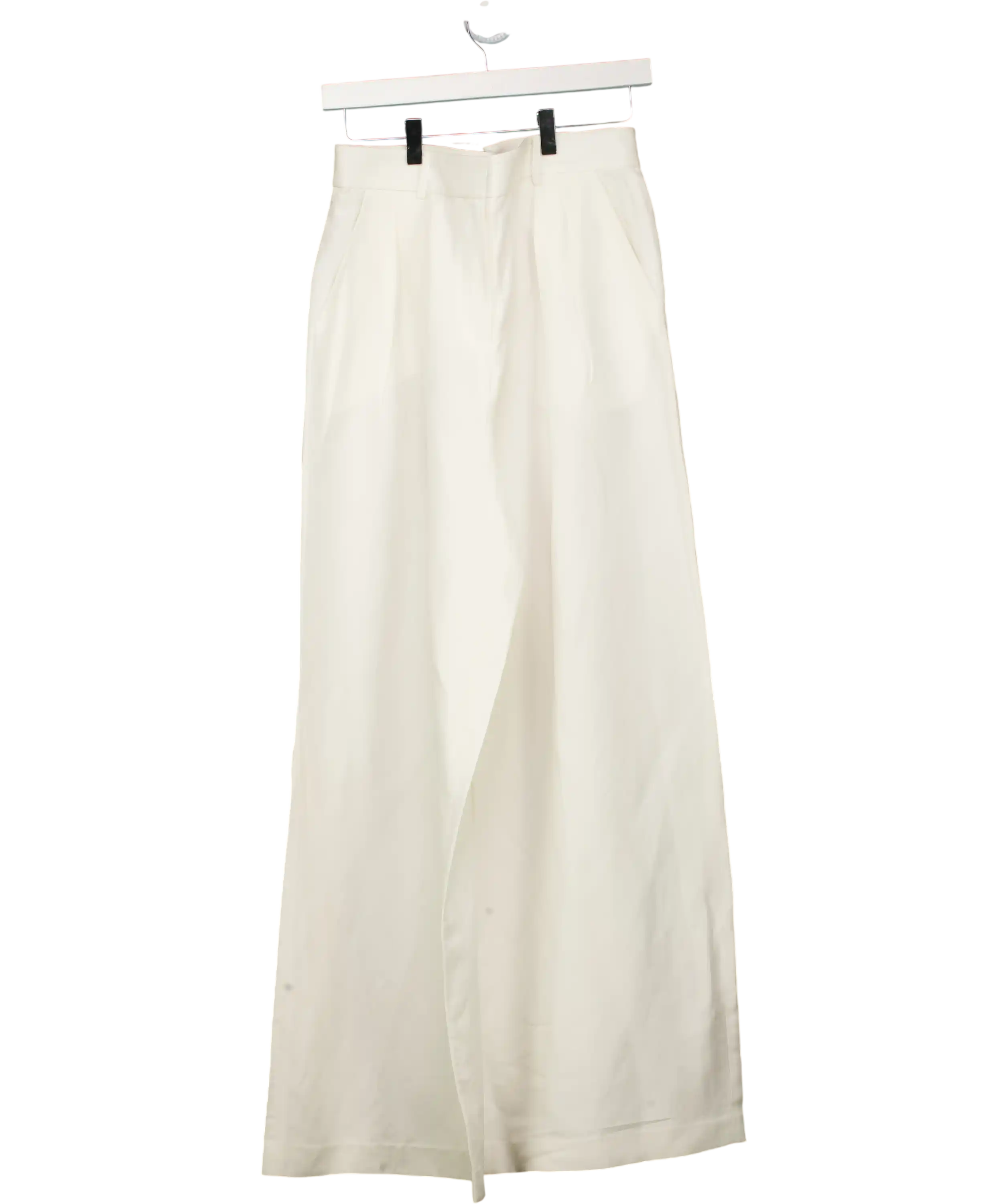 LILYSILK Natural White Silk Linen Wide Leg Trousers UK 12