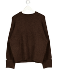 PRETTY LAVISH Brown Oversized Textured Jumper UK S