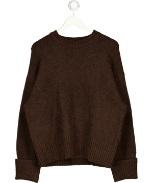 PRETTY LAVISH Brown Oversized Textured Jumper UK S