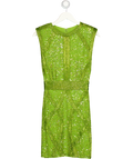 KAREN MILLEN Green Embellished Strong Shoulder Woven Mini Dress UK 6