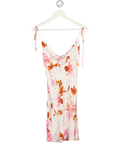 ZARA White Floral Satin Slip Dress UK XS