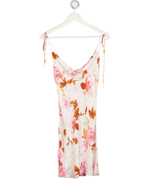 ZARA White Floral Satin Slip Dress UK XS