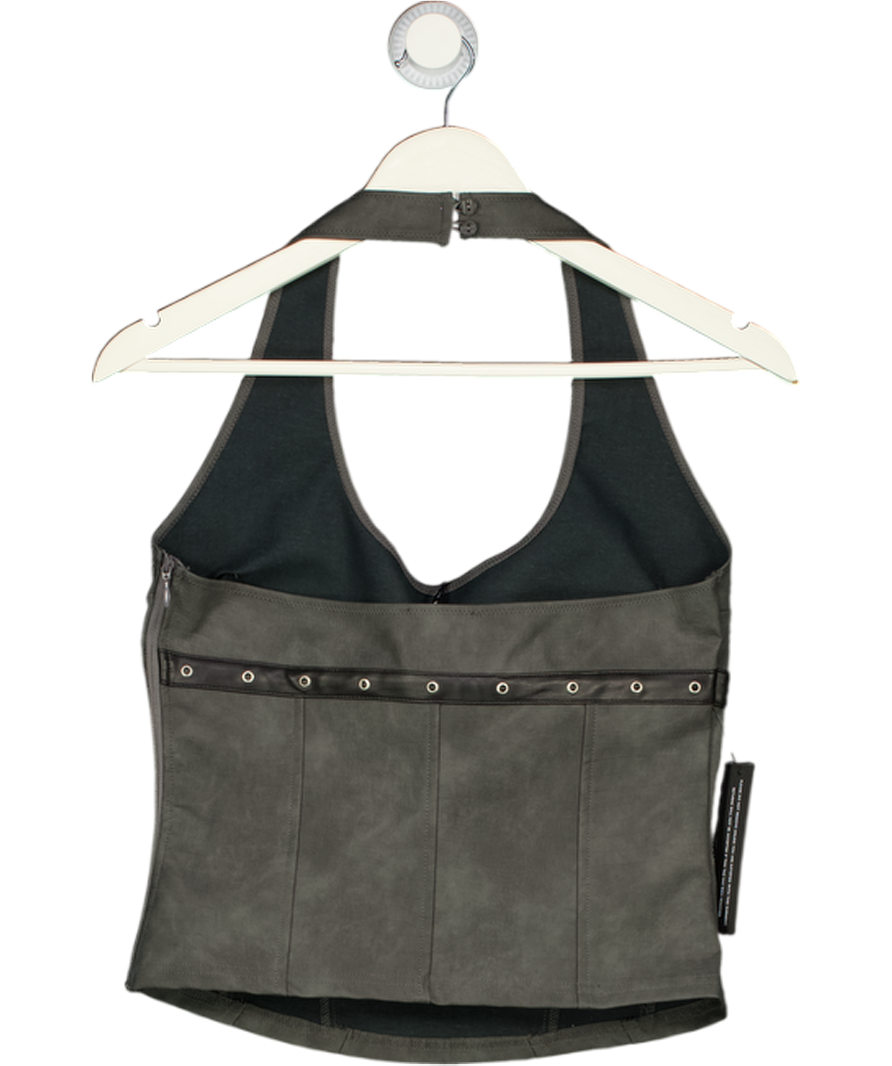 WHITE FOX In The Crowd Bustier Top In Charcoal Grey UK M