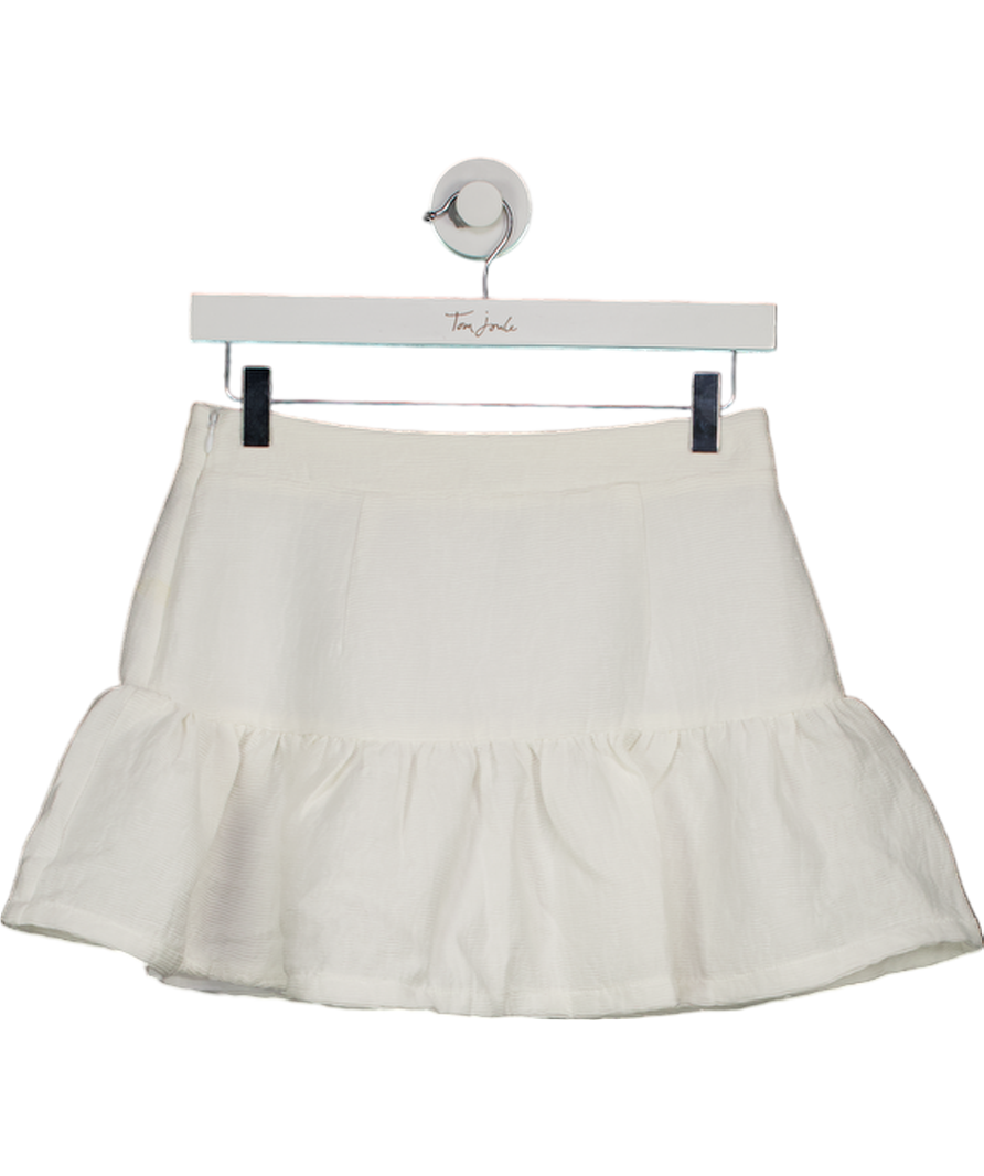 ROSAE PARIS Ivory White Textured Peplum Tyler Mini Skirt UK 6