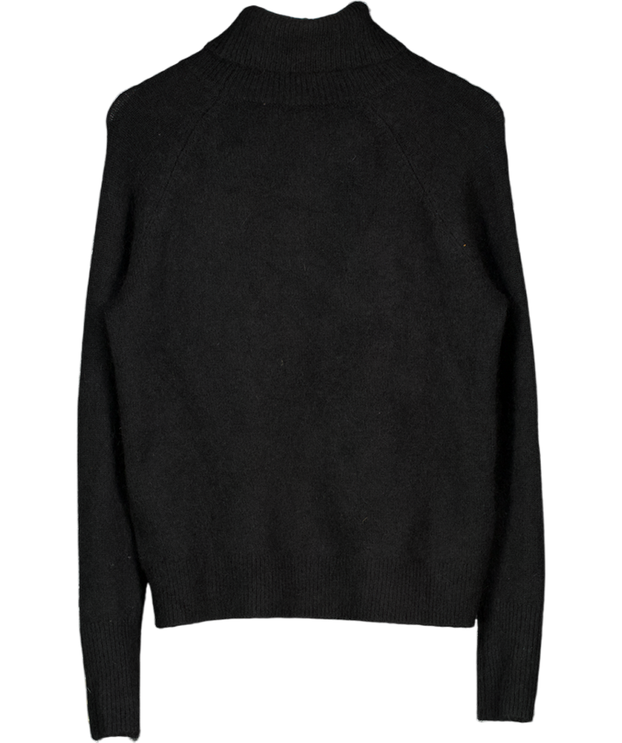 HOLLAND COOPER Black Mohair / Wool Roll Neck Knit With Gold Logo And Button Details UK S