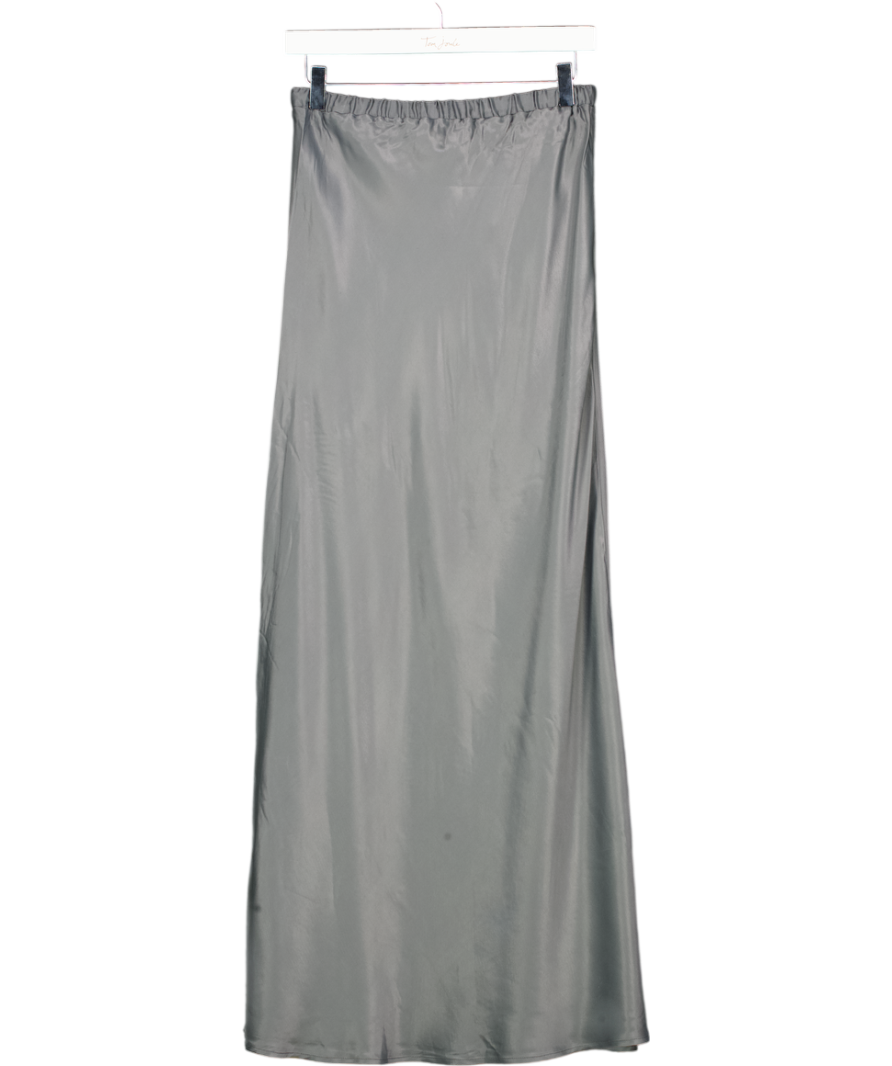 Topshop Grey Drawstring Satin Bias Maxi Skirt UK 10