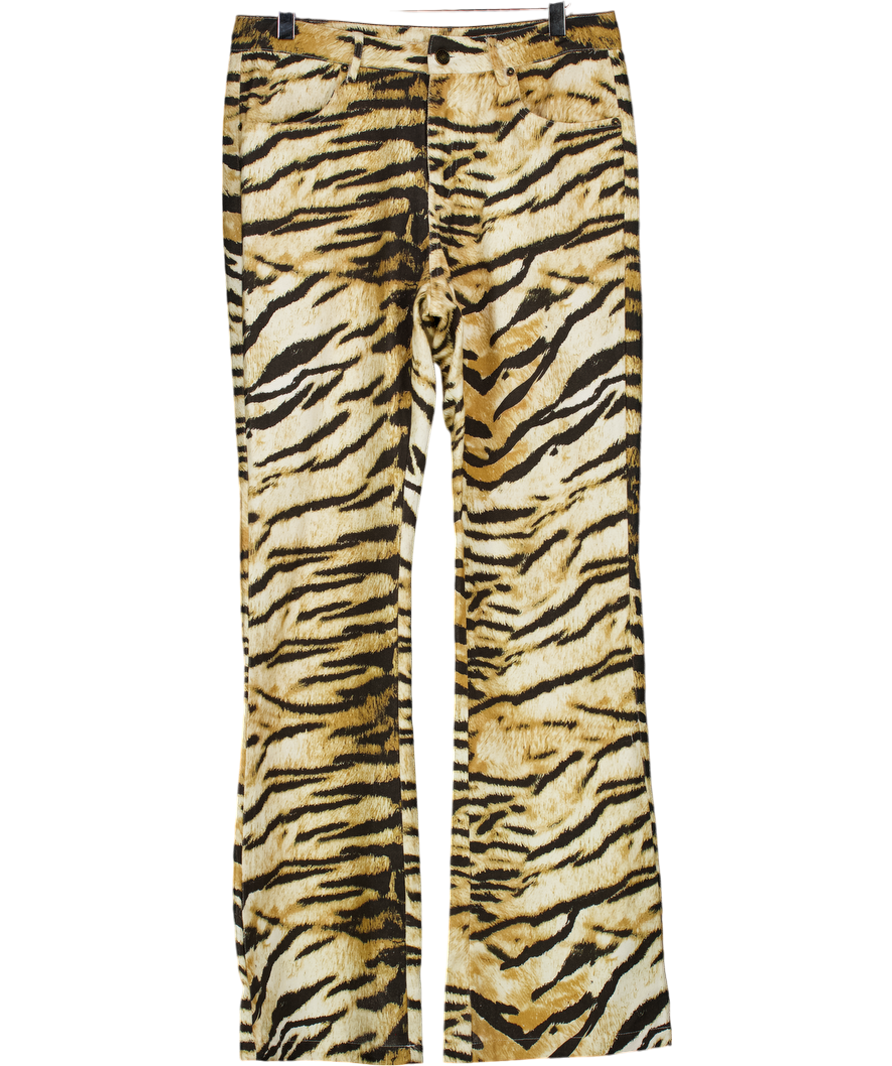 Sumwon Brown Animal Print Wide Leg Jeans W28