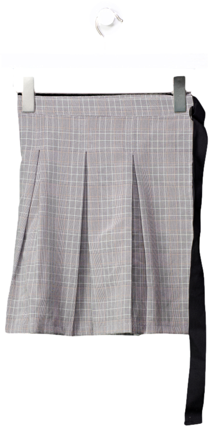 storets Black Plaid Wrap Mini Skirt UK 6