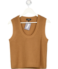 ME + EM Brown Merino Cashmere Ribbed Scoop Neck Sweater Vest UK S