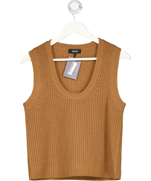 ME + EM Brown Merino Cashmere Ribbed Scoop Neck Sweater Vest UK S