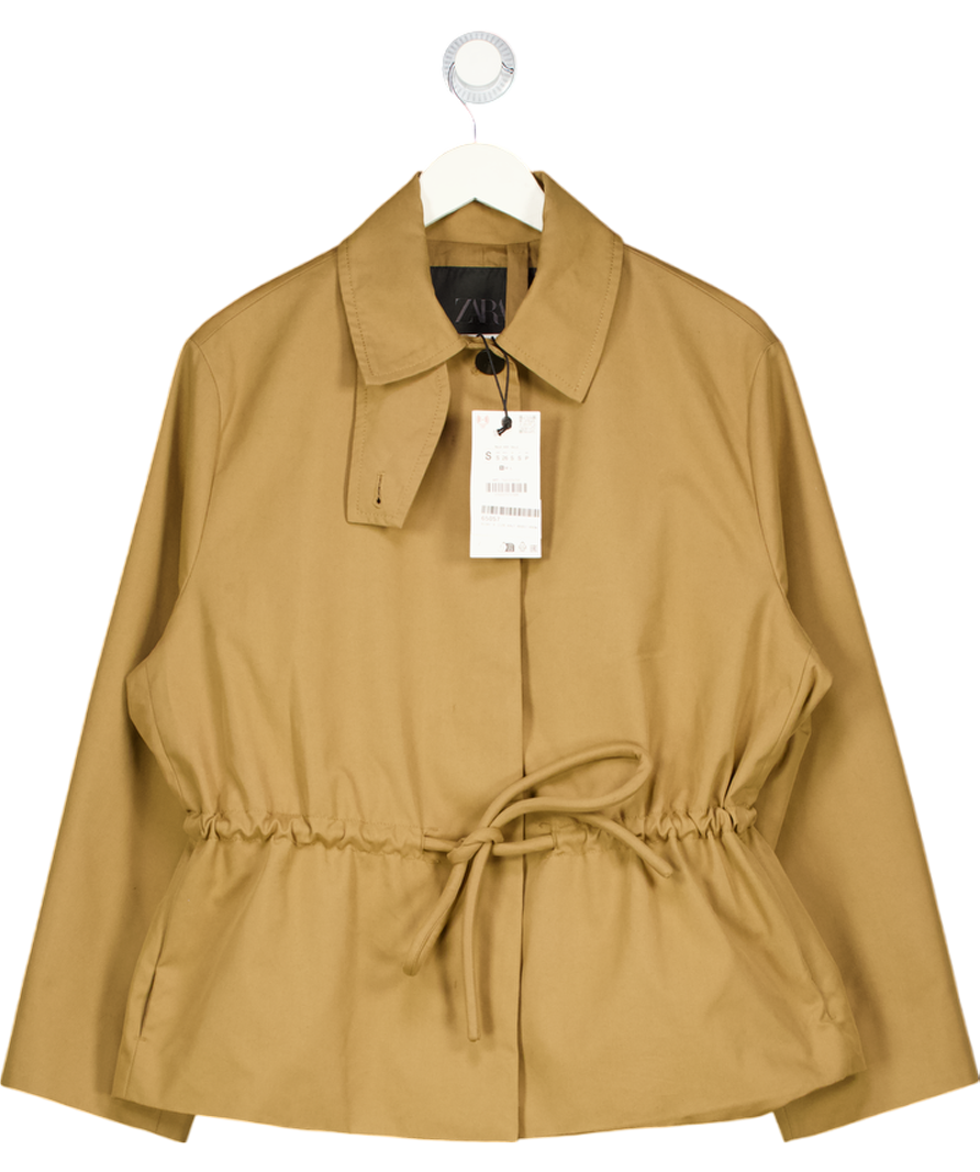 ZARA Dark Beige Oversize Jacket With Adjustable Waist. UK S