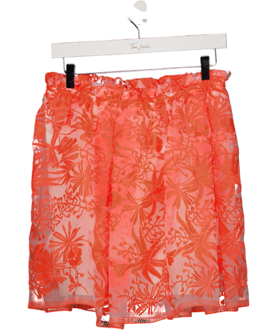 Maje Orange Embroidered Lace And Tulle Mini Skirt UK 10