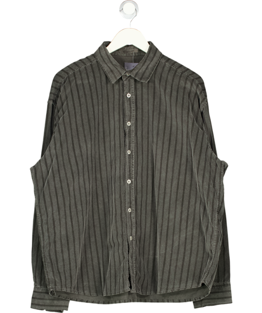 WIT & WONDER Dark Grey Striped Corduroy Shirt UK M