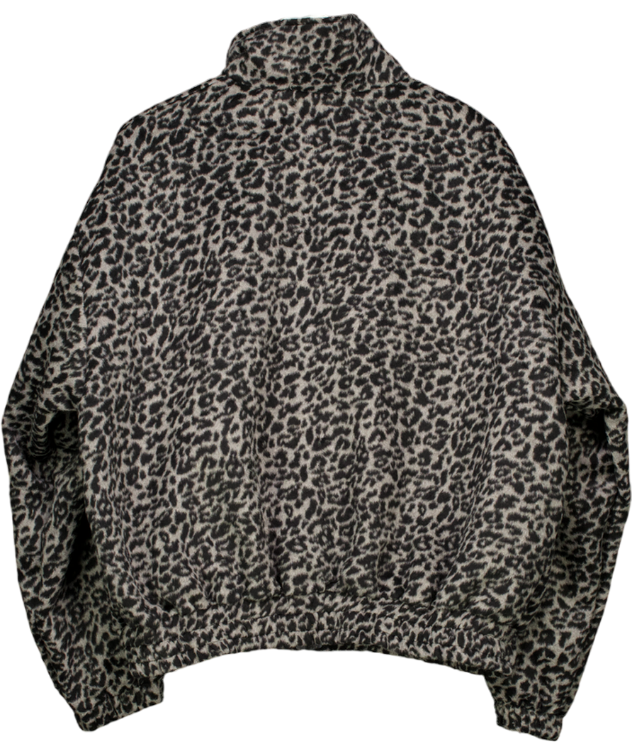 LILXWAVY Grey Leopard Zip Fleece Jacket One Size