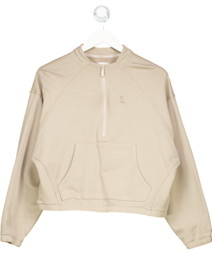 Lounge Underwear Brown Cropped Quarter Zip Sweatshirt UK XS