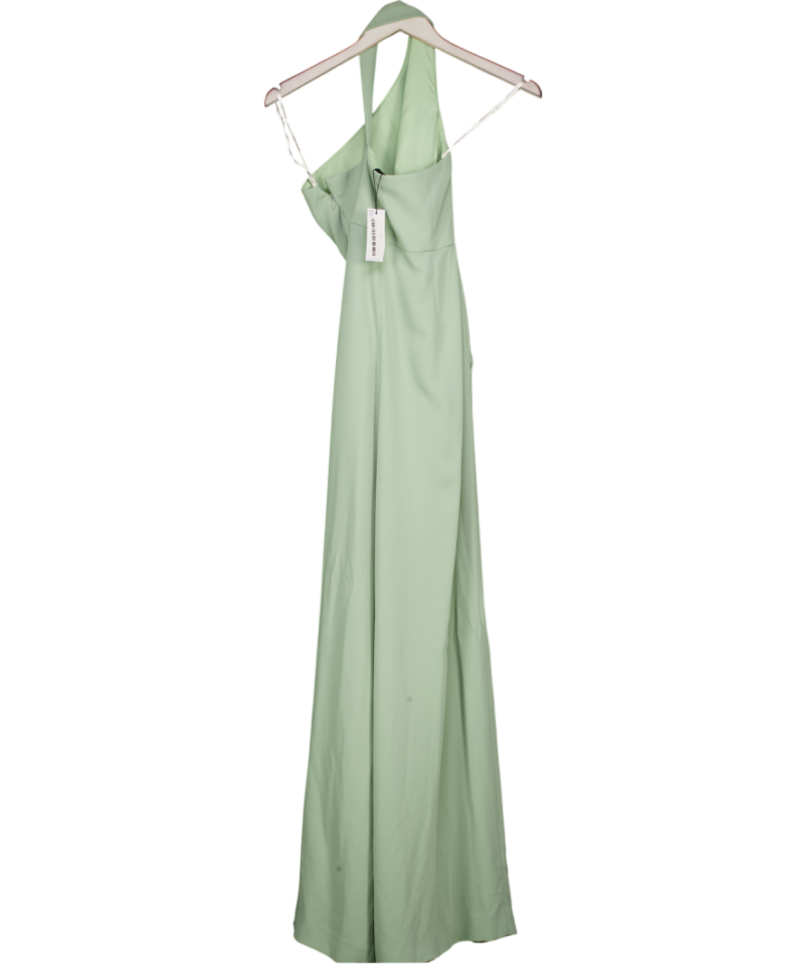 Karen Millen Green Soft Tailored Asymmetric Neck Pleat Wide Leg Jumpsuit UK 6