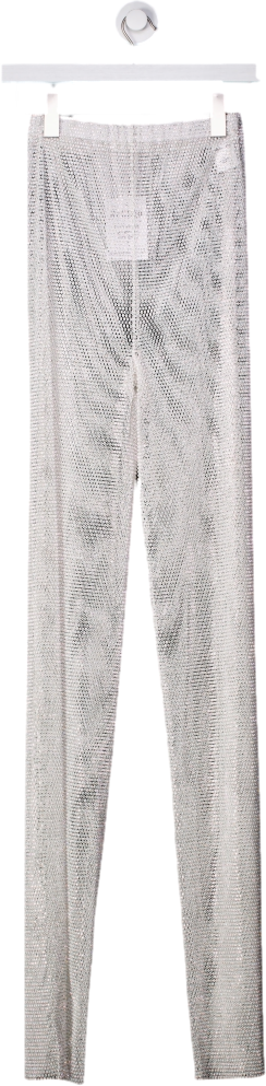 Mach & Mach White Crystal Mesh Sparking Trousers UK 6