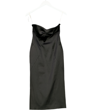 Karen Millen Black Tailored Satin Strapless Midi Dress UK 10