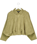 ZARA Khaki Green Suede Effect Bomber Jacket UK S