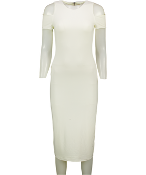 ALICE + OLIVIA Cream Cold Shoulder Midi Dress Us8 UK 12