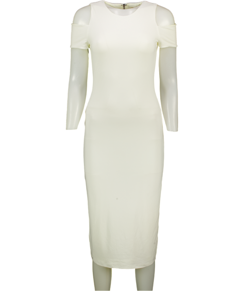 ALICE + OLIVIA Cream Cold Shoulder Midi Dress Us8 UK 12